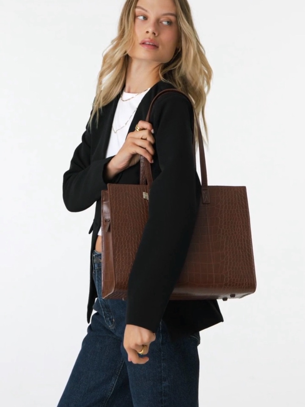 BEIS The Work Tote in Maple Croc - Picture 12 of 12